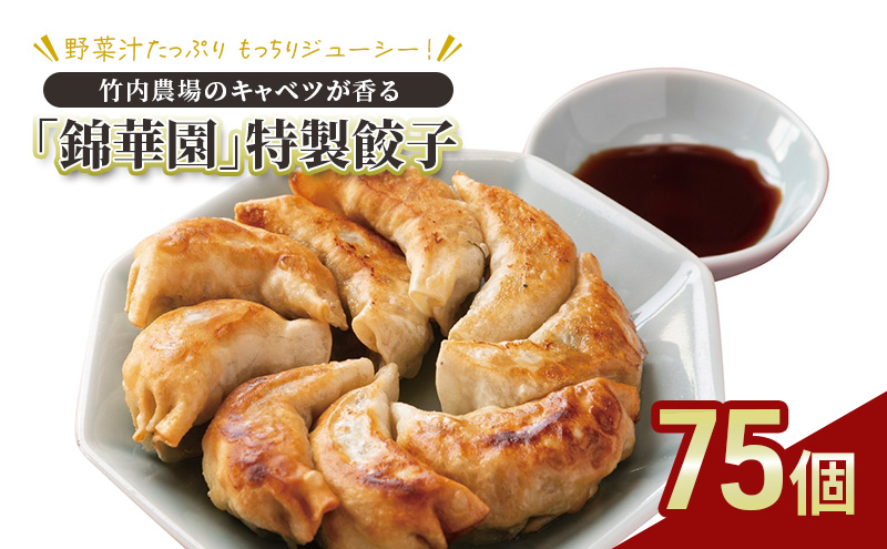 ボリューム満点 手作り冷凍餃子 75個 (15個×5袋)［錦華園］【 野菜 キャベツ たっぷり 厚い 手包み 手作り もちもち モチモチ 汁 町中華 中華 北海道 十勝 幕別 】