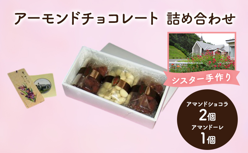 十勝カルメル会シスターが真心こめて作った アーモンドチョコレート 詰め合わせ（アマンドショコラ2個・アマンドーレ1個）【 ギフト プチギフト お菓子 お礼 お返し 北海道 十勝 幕別 カルメル イエズス キリスト チョコ チョコレート アーモンド 】
