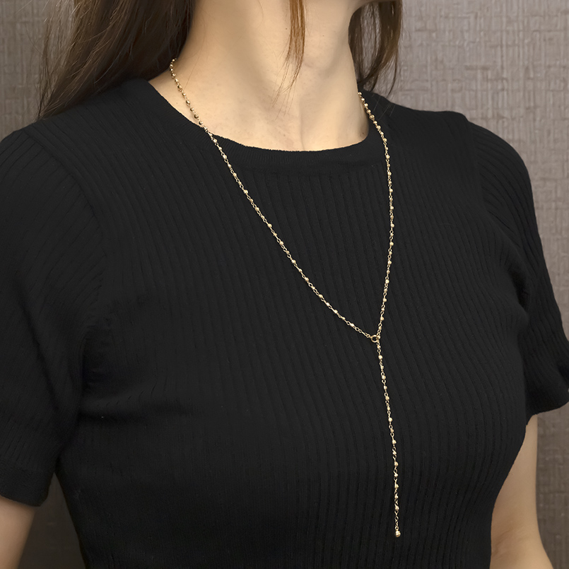 18金ITALYネックレスチェーン ロング 楽天市場】【最短発送】18金 ロングネックレス ラリエット ネックレス