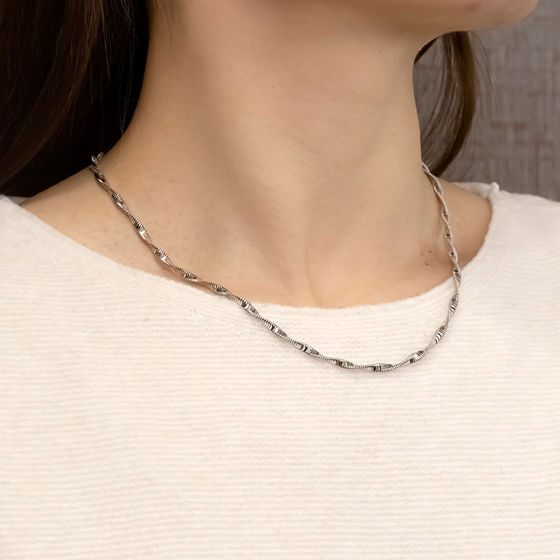 プラチナ ネックレス チェーンのみ レディース スネークチェーン 太め