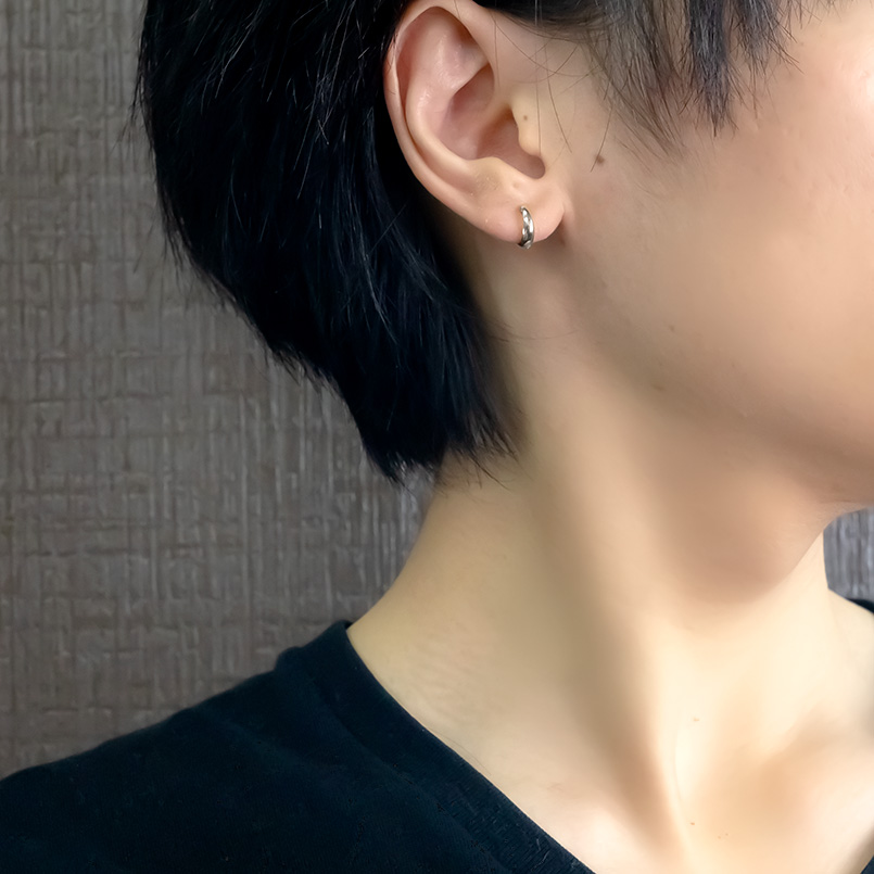 プラチナ フープ ピアス メンズ 片耳 フープピアス 小さめ pt900 地金