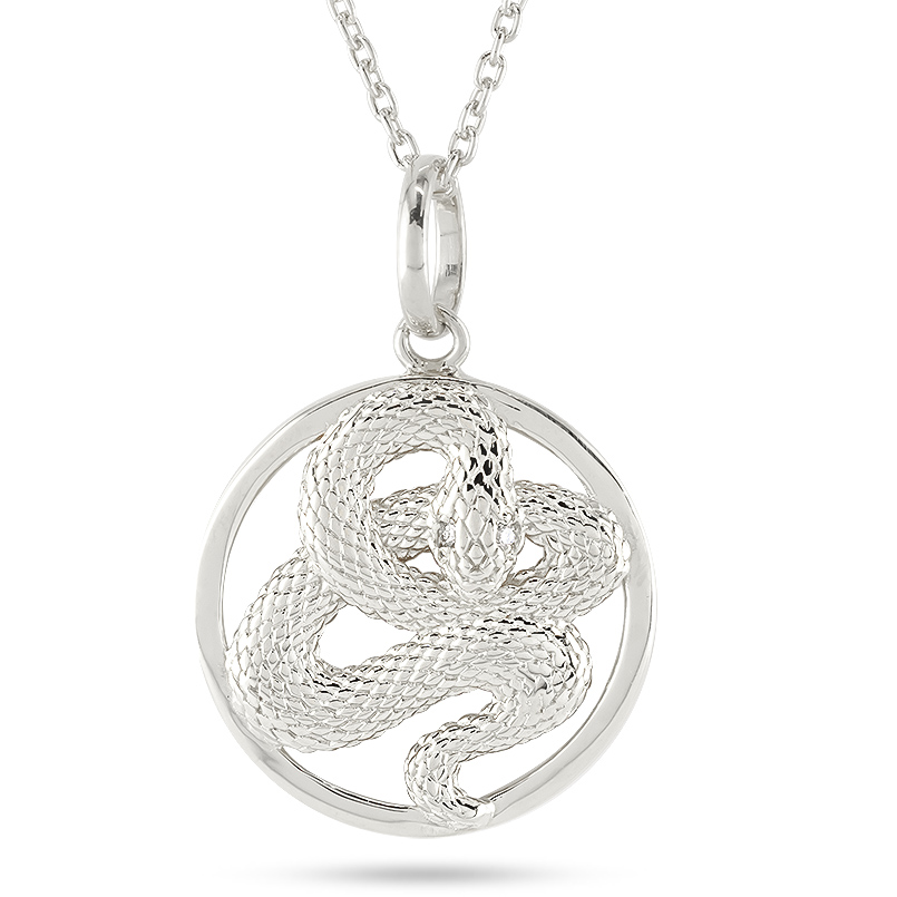 ヘビ 蛇 ペンダントトップ スネーク ネックレス メンズ ダイヤ