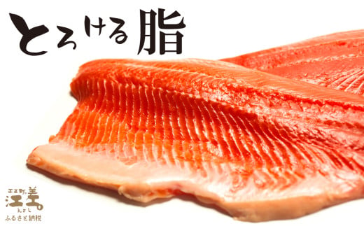 北海道江差町のふるさと納税 ＼配送時期指定可／北海道産 サーモン お刺身用ブロック 300g（100g×3P）　日本海 かもめ島海面養殖　純国産 ブランドサーモン『江さしっ子 繁虎』　衝撃の口どけ　とろける脂　生食可　冷凍　小分け　個包装　トラウトサーモン　刺身　サーモンステーキ　カルパッチョ　海鮮　鮭　さけ　シャケ　しゃけ　さーもん