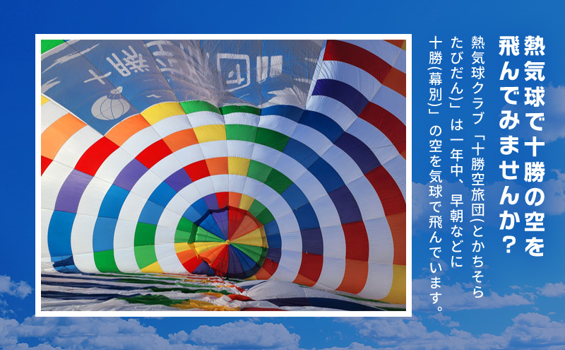 北海道 十勝 熱気球 搭乗体験チケット 3名様 フリーフライト