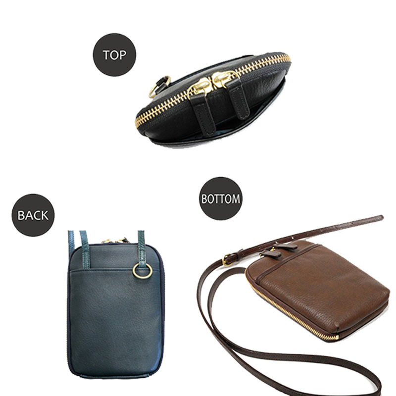 シルキーレザー お財布機能付き スマホショルダー 【LIME】