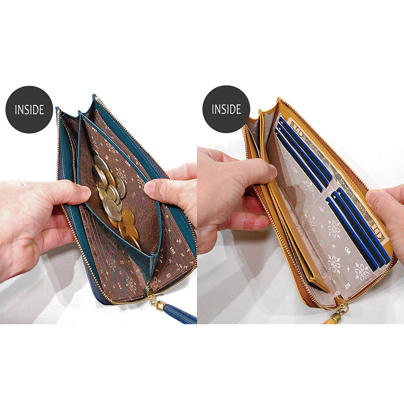 シルキーレザー L字ファスナー 長財布 【LIME】