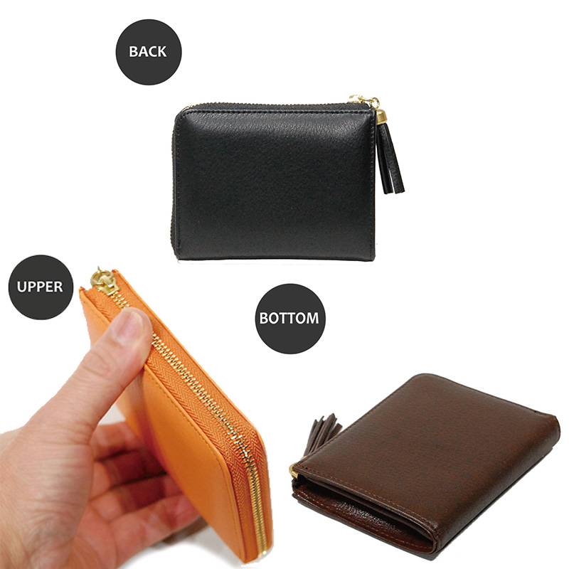 シルキーレザー L字ファスナー 短財布 【LIME】