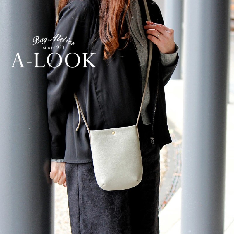 オリーブレザー スマホショルダー 【A-LOOK】