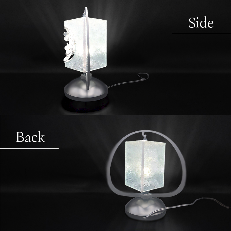 【ステンドグラス】レトロなお花のランプ （白）