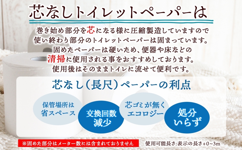 トイレットペーパー 無包装 芯なし シングル 170m 48ロール 3倍巻き 日用品 消耗品
