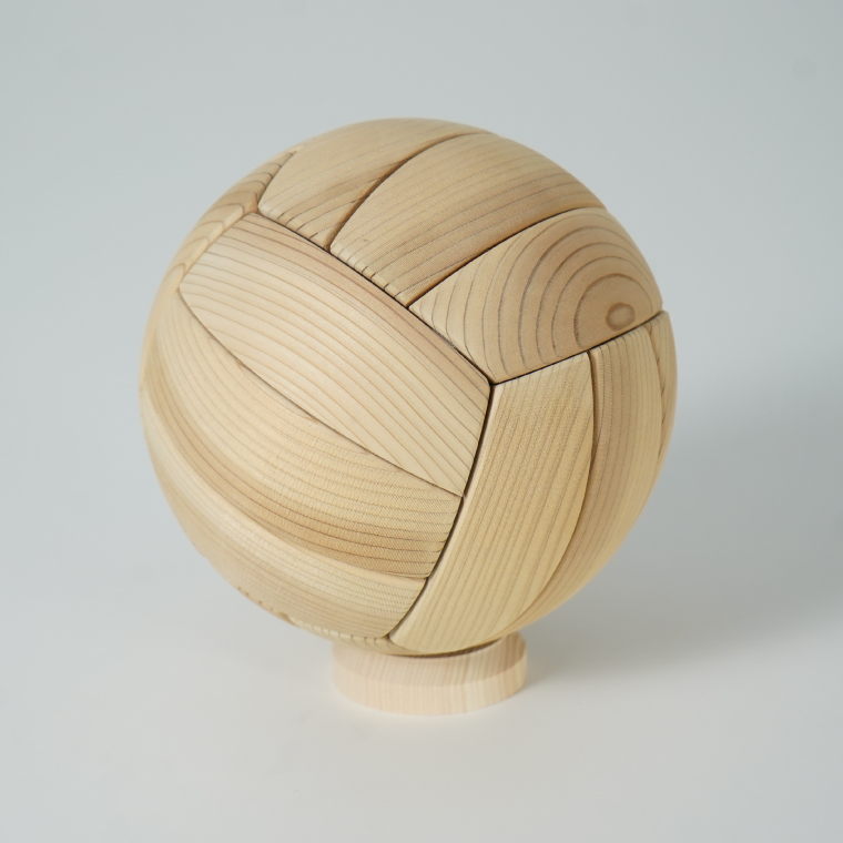 木製 バレーボール 台座付き ｜茨城県産 大子町 杉 スギ 木製バレーボール 台座付き 木製 1個　ハンドメイド作品(BH016)