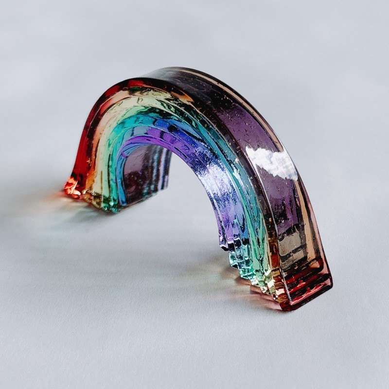 ガラス 虹のオブジェ 《ガラス製・ティント・M》 インテリア