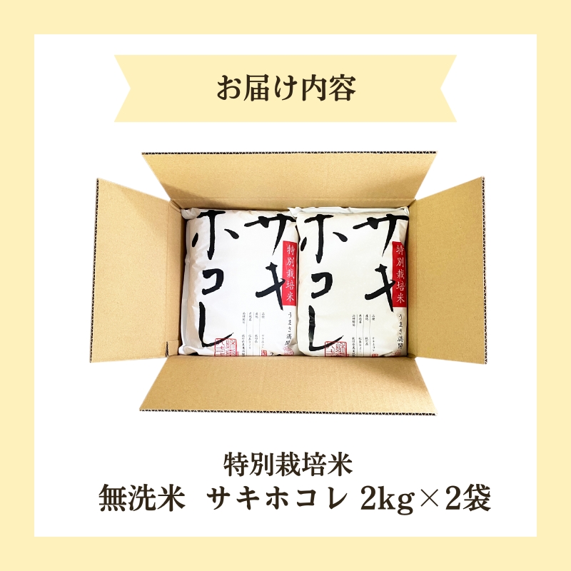 新米予約 《定期便4ヵ月》【無洗米】特別栽培米サキホコレ4kg×4回 合計16kg 令和7年産 秋田県 にかほ市 お米 米 こめ