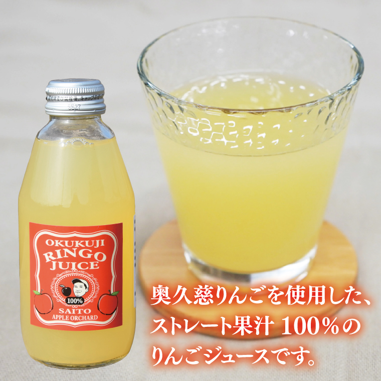 斉藤りんご園の奥久慈りんごジュース（ストレート）200ml×6本セット(化粧箱入り)｜茨城県 大子町 林檎 果汁 100％ 無添加 フルーツ 旬 果物 子ども(CG006)