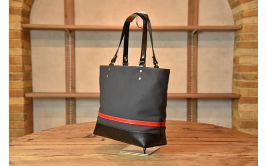 帆布と革のトートバッグ　近江牛レザー　地産帆布使用　アイアングレー【CC36W】