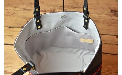 帆布と革のトートバッグ　近江牛レザー　地産帆布使用　アイアングレー【CC36W】