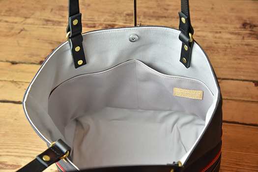 帆布と革のトートバッグ　近江牛レザー　地産帆布使用　アイアングレー【CC36W】