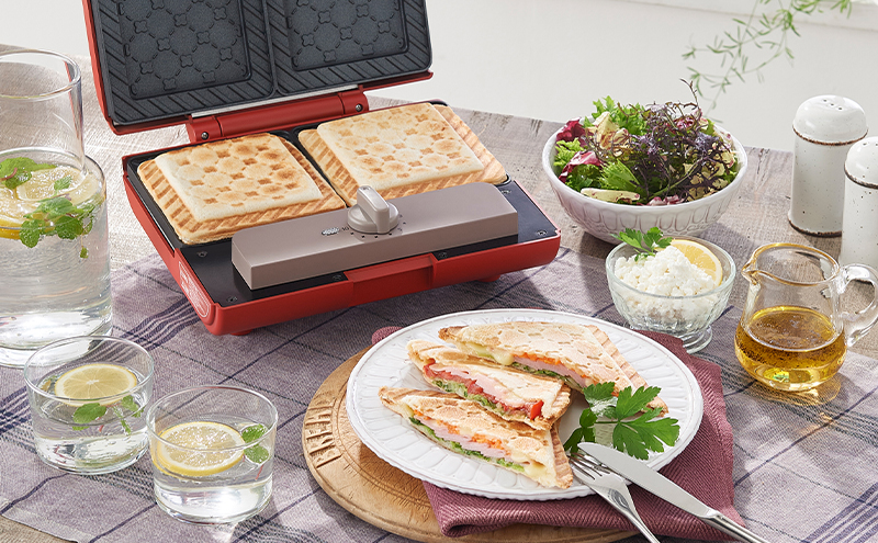 マルチサンドメーカーダブルサイズ IMS-902-R レッド キッチン用品 調理家電 アイリスオーヤマ 