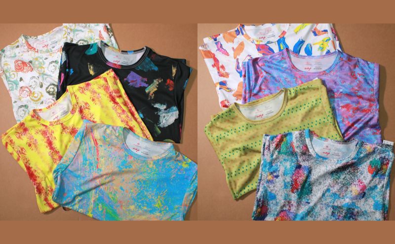 Tシャツ 感覚刺激Tシャツ 05IROIRO 洋服 ファッション 総柄Tシャツ プレゼント 手書き 絵画 アート作品 通気性 柔軟性 日本製 福祉施設 ワークショップ 東京都 墨田区