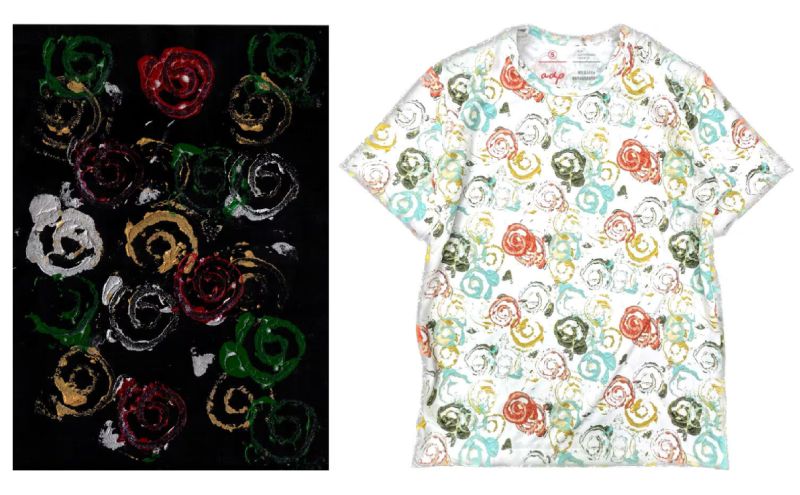 Tシャツ 感覚刺激Tシャツ 06AOHAI 洋服 ファッション 総柄Tシャツ プレゼント 手書き 絵画 アート作品 通気性 柔軟性 日本製 福祉施設 ワークショップ 東京都 墨田区