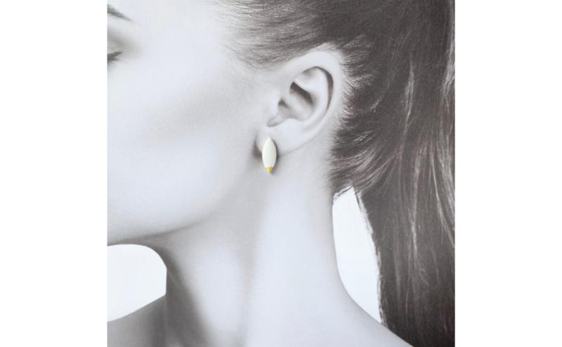 【ふるさと納税】茅ヶ崎市 湘南 陶磁器 ピアス 上品 かわいい レディース ギフト プレゼント 誕生日 母の日 お祝い サマーギフト ゴールド 金 アート アクセサリー Artopus.SHONAN イヤリング マーキス ホワイト