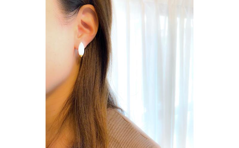 【ふるさと納税】茅ヶ崎市 湘南 陶磁器 ピアス 上品 かわいい レディース ギフト プレゼント 誕生日 母の日 お祝い サマーギフト ゴールド 金 アート アクセサリー Artopus.SHONAN イヤリング マーキス ホワイト