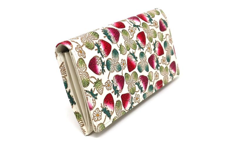 【文庫屋大関】束入れ いちご【皮革工芸品】 財布 お札 お札入れ 長財布 カード 小銭 牛革 手作り 日本製 墨田区 東京都