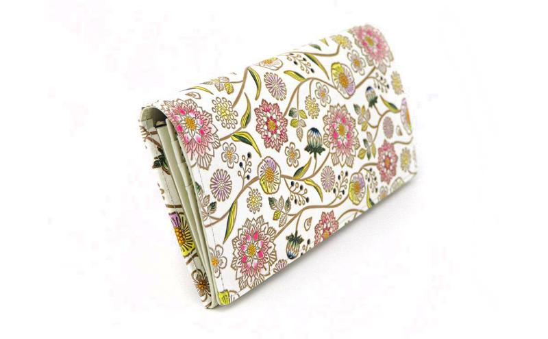 【文庫屋大関】束入れ ダリア＜ベリーピンク＞【皮革工芸品】 財布 お札 お札入れ 長財布 カード 小銭 牛革 手作り 日本製 墨田区 東京都