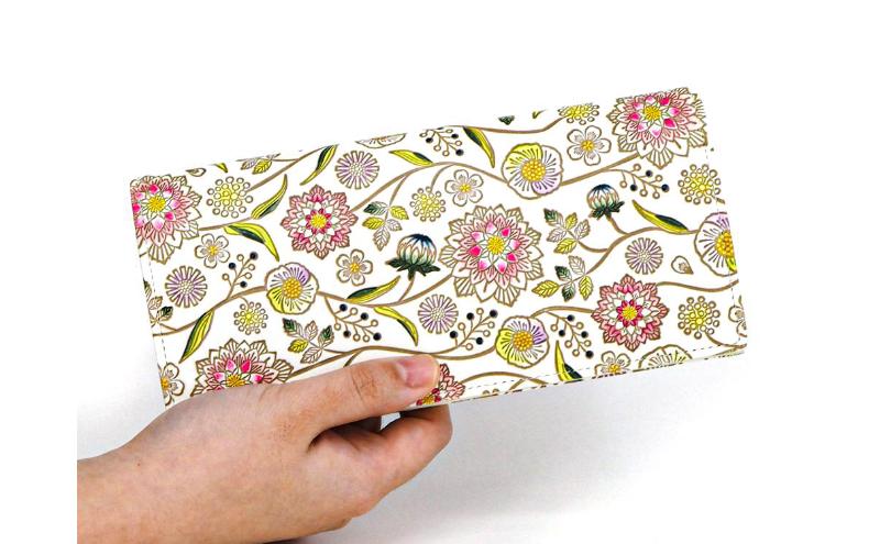 【文庫屋大関】束入れ ダリア＜ベリーピンク＞【皮革工芸品】 財布 お札 お札入れ 長財布 カード 小銭 牛革 手作り 日本製 墨田区 東京都