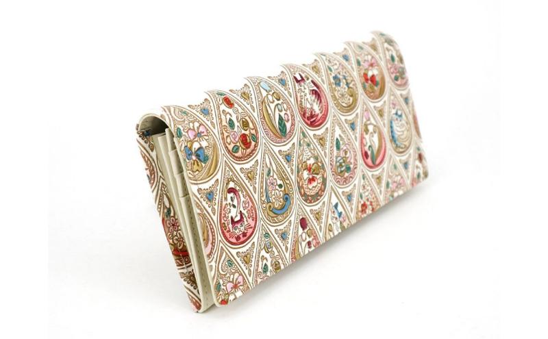 【文庫屋大関】束入れ 花と猫＜ローズ＞【皮革工芸品】 財布 お札 お札入れ 長財布 カード 小銭 牛革 手作り 日本製 墨田区 東京都