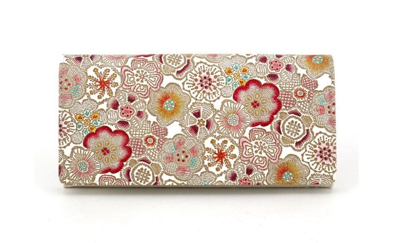 【文庫屋大関】束入れ 春らんまん＜茜＞【皮革工芸品】 財布 お札 お札入れ 長財布 カード 小銭 牛革 手作り 日本製 墨田区 東京都