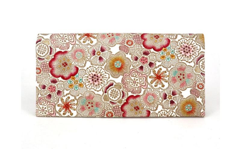 【文庫屋大関】束入れ 春らんまん＜茜＞【皮革工芸品】 財布 お札 お札入れ 長財布 カード 小銭 牛革 手作り 日本製 墨田区 東京都