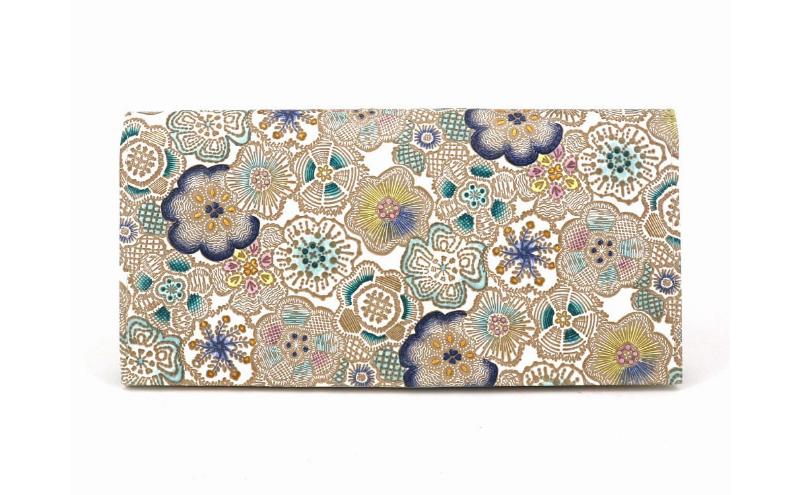 【文庫屋大関】束入れ 春らんまん＜瑠璃＞【皮革工芸品】 財布 お札 お札入れ 長財布 カード 小銭 牛革 手作り 日本製 墨田区 東京都