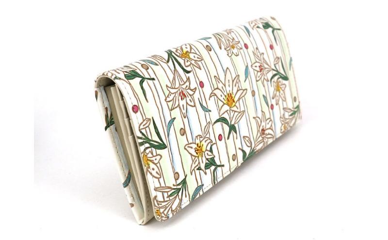 【文庫屋大関】束入れ ホワイトリリー【皮革工芸品】 財布 お札 お札入れ 長財布 カード 小銭 牛革 手作り 日本製 墨田区 東京都