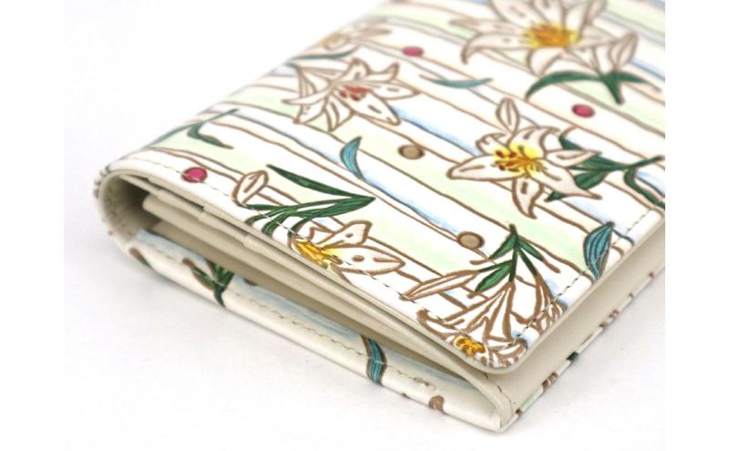 【文庫屋大関】束入れ ホワイトリリー【皮革工芸品】 財布 お札 お札入れ 長財布 カード 小銭 牛革 手作り 日本製 墨田区 東京都