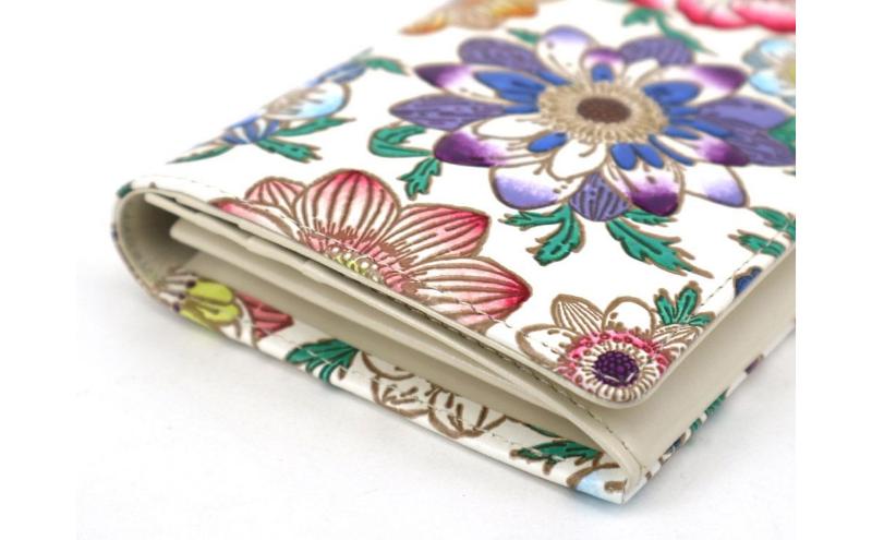 【文庫屋大関】束入れ アネモネ【皮革工芸品】 財布 お札 お札入れ 長財布 カード 小銭 牛革 手作り 日本製 墨田区 東京都