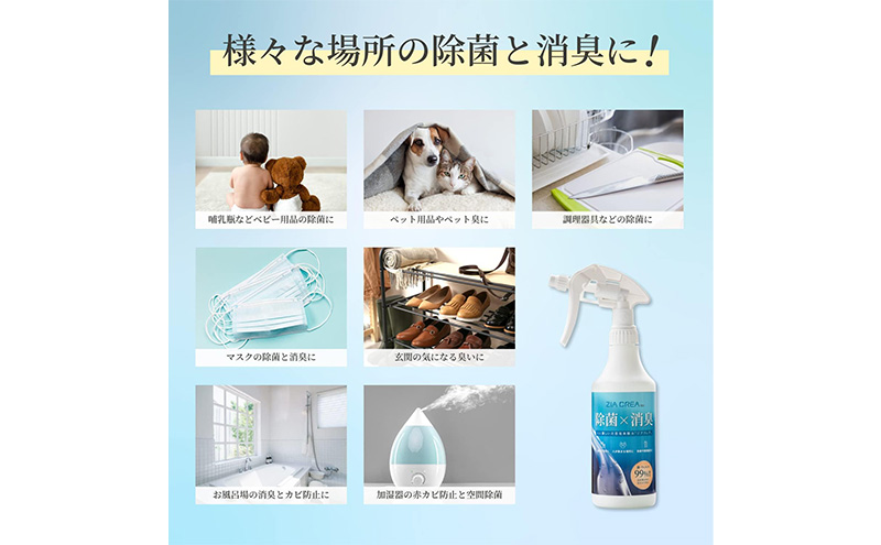 微酸性次亜塩素酸水　ZIACREA（ジアクレア）100ppm 【スプレーボトル500ml】除菌 消臭 ウイルス対策