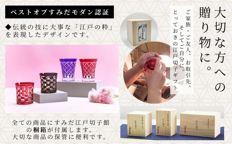 江戸切子 オールドグラス 五星花に菊繋ぎ 切子 藍 ヒロタグラス