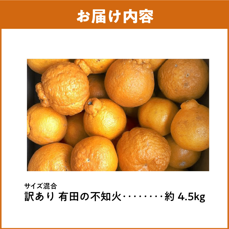 ZD92070_【2026年先行予約】【濃厚】有田の不知火 (デコポン) 【訳あり 家庭用】 4.5kg (サイズ混合)