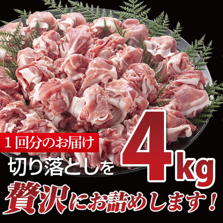 【2026年2月より順次発送】【6回定期便】【田中農場のすずし豚】 切り落とし 約4kgセット｜肉 お肉 豚肉 切り落とし すずし豚 ブランド 定期便 お肉定期便 茨城県 行方市(M-12)