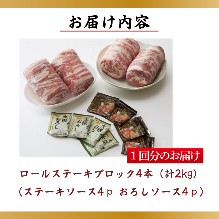 【2026年2月より順次発送】【12回定期便】【田中農場のすずし豚】 ロールステーキ 約2kgセット｜肉 お肉 豚肉 ステーキ ロールステーキ すずし豚 ブランド 定期便 お肉定期便 茨城県 行方市(M-10)
