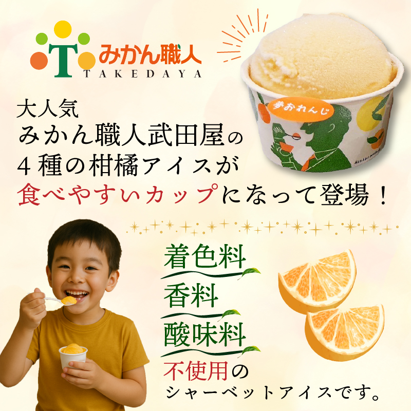 柑橘アイス カップ 16個 (4種) 【夢おれんじ 河内晩柑 愛媛みかん しらぬい 】 アイス ジェラート シャーベット ソルベ アイスクリーム ランキング 人気 贈答用 プレゼント 家庭用 みかん 柑橘 かんきつ まどんな 愛果28号 愛南ゴールド 不知火 デコポン ぽんかん 冷凍 冷凍みかん 冬 夏 みかん職人武田屋 愛媛県 愛南町