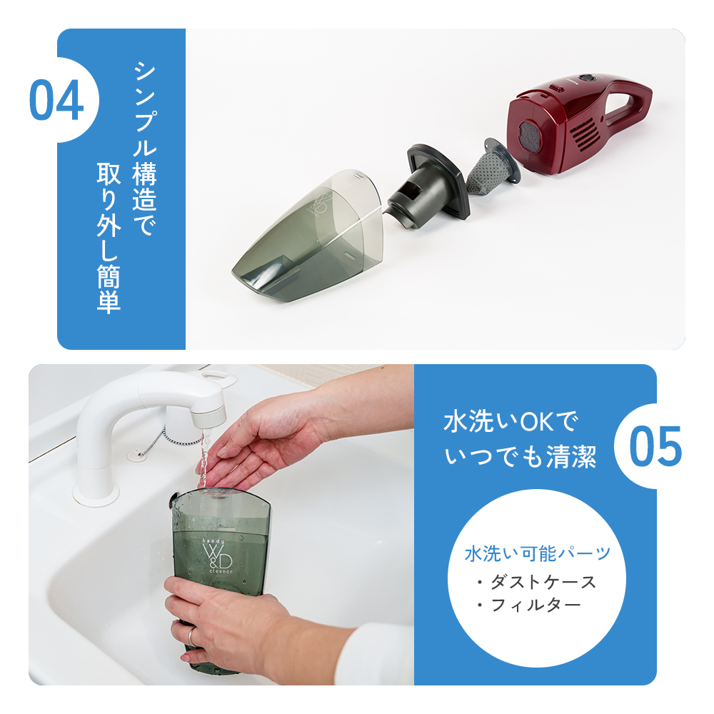 クリーナー YAMAZEN 山善 ハンディクリーナー ZHG-NW48(R) 掃除