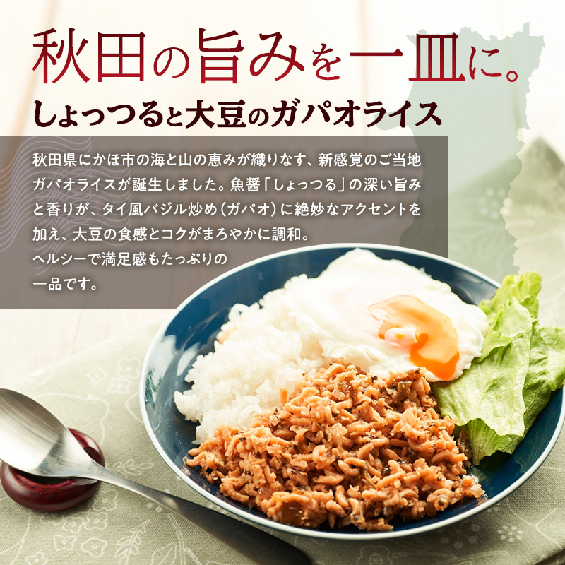 にかほ市産 大豆ミートを使った ガパオライスの素 3袋　ガパオ ご飯の素 混ぜごはんの素 エスニック タイ料理 簡単調理 グルメ 惣菜 おかず 秋田県 にかほ市