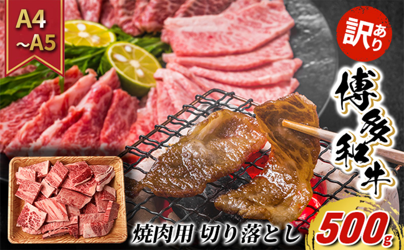 【福岡県大刀洗町】訳あり 牛肉 切り落とし A4〜A5 焼肉 博多和牛 500g 訳アリ 配送不可:離島