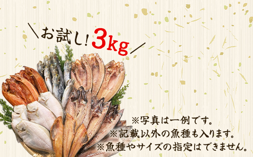 【2026年2月下旬発送】訳あり 干物・切身 セット 3kg お試し 北海道 バラ冷凍 規格外 傷 不揃い