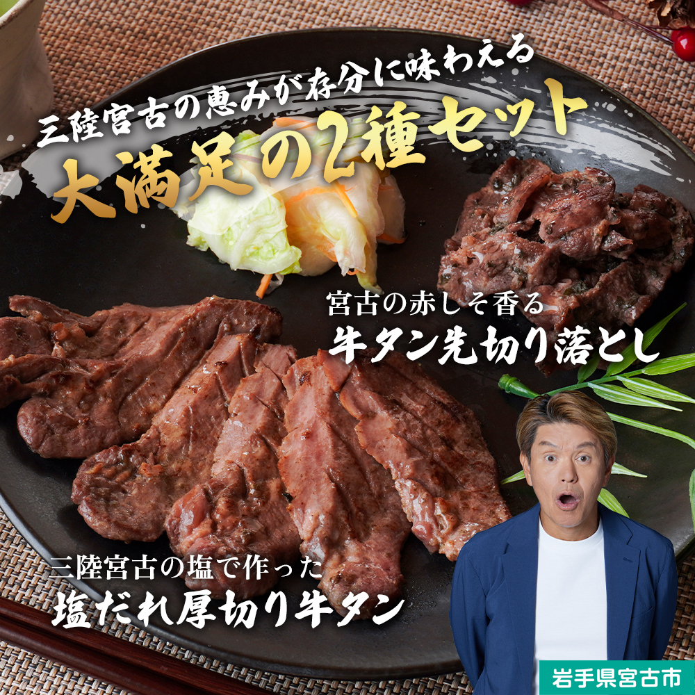 牛たん セット 宮古の塩だれ 厚切り牛タン 1.6kg (200g×8p) 宮古の赤しそ香る 牛タン先 切り落とし 200g 詰め合わせ 厚切り牛タン 味付け肉 味付き肉 タン先 牛肉 牛 肉 お肉 厚切り タン 冷凍 焼肉 キャンプ BBQ アウトドア 岩手 岩手県 宮古市