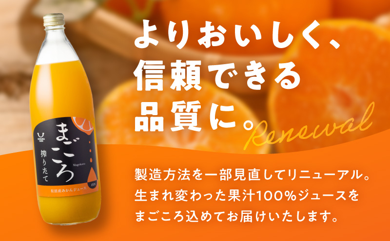 ZE6369n_「まごころ」有田みかん 100％ ジュース 1000ml 3本 セット 化粧箱入り