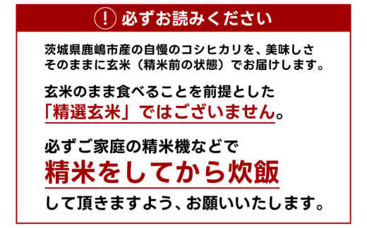 【先行予約】 茨城県 鹿嶋市産 厳選 コシヒカリ 玄米 30kg お米 ブランド米 30キロ (KDS-14)
