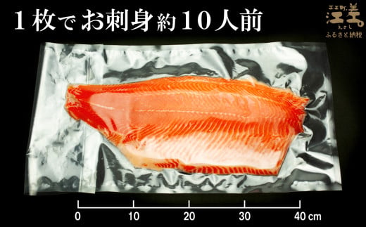 北海道江差町のふるさと納税 ＼配送時期指定可／北海道産 サーモン フィレ 生食用 700g以上 皮なし・骨取り済 半身分　1枚でお刺身10人前分くらい　日本海 かもめ島海面養殖　純国産 ブランドサーモン『江さしっ子 繁虎』　衝撃の口どけ　とろける脂　生食可　冷凍　トラウトサーモン　刺身　サーモンステーキ　カルパッチョ　海鮮　鮭　さけ　シャケ　しゃけ　さーもん